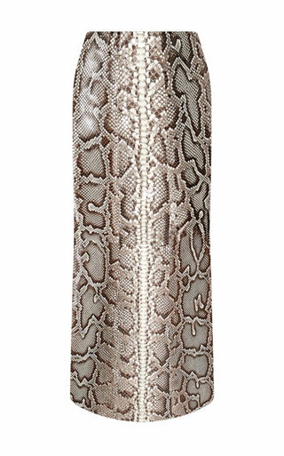 Greyscale Snakeskin Manuela Midi Skirt - Front View | Gabriela Hearst