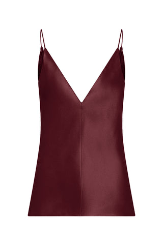 Maria Top in Bordeaux Silk Satin