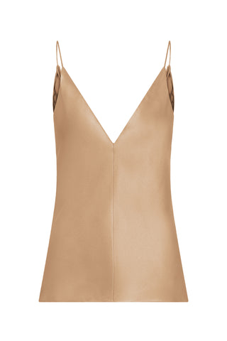 Maria Top in Camel Silk Satin