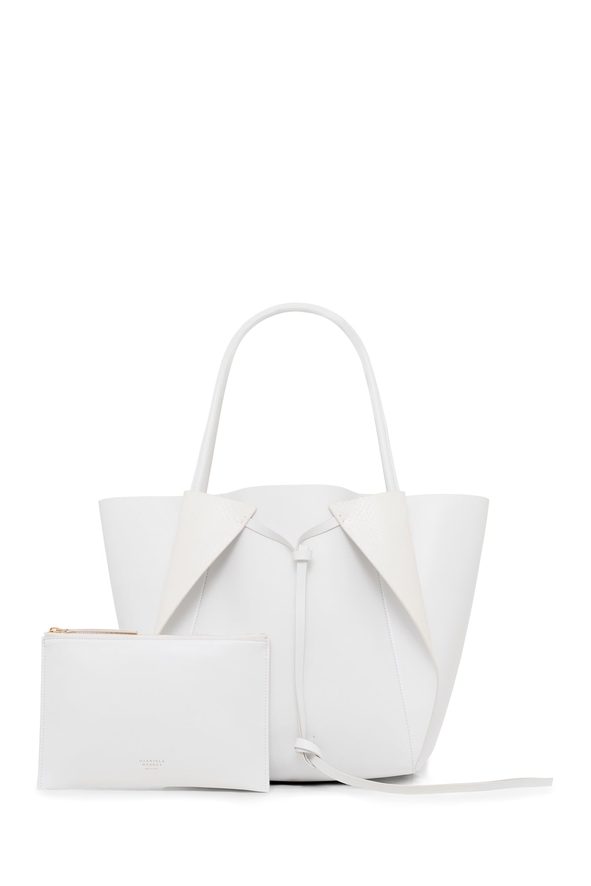 Marija Tote Bag in Ivory Nappa Leather and Snakeskin