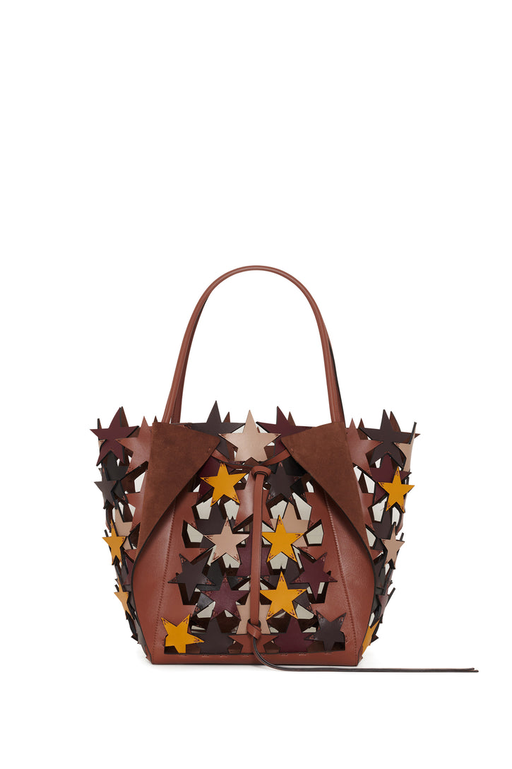 Marija Patchwork Stars Tote Bag in Multi Nappa Leather