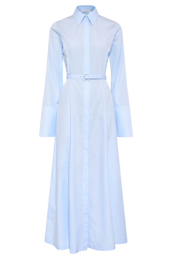Carmina Maxi Shirtdress in Light Blue Sea Island Cotton