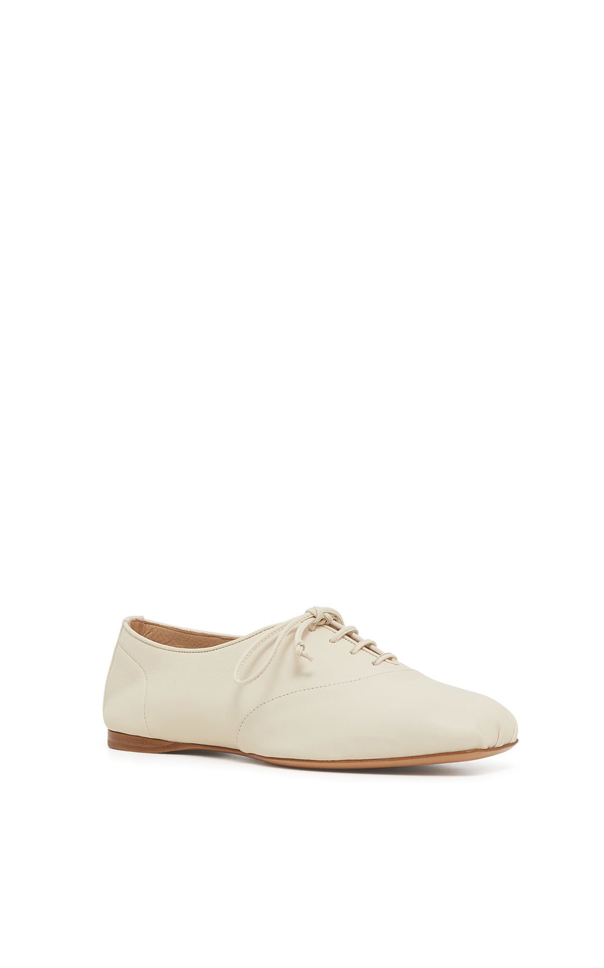 Maya Oxford Flat Shoe in Ivory Nappa Leather