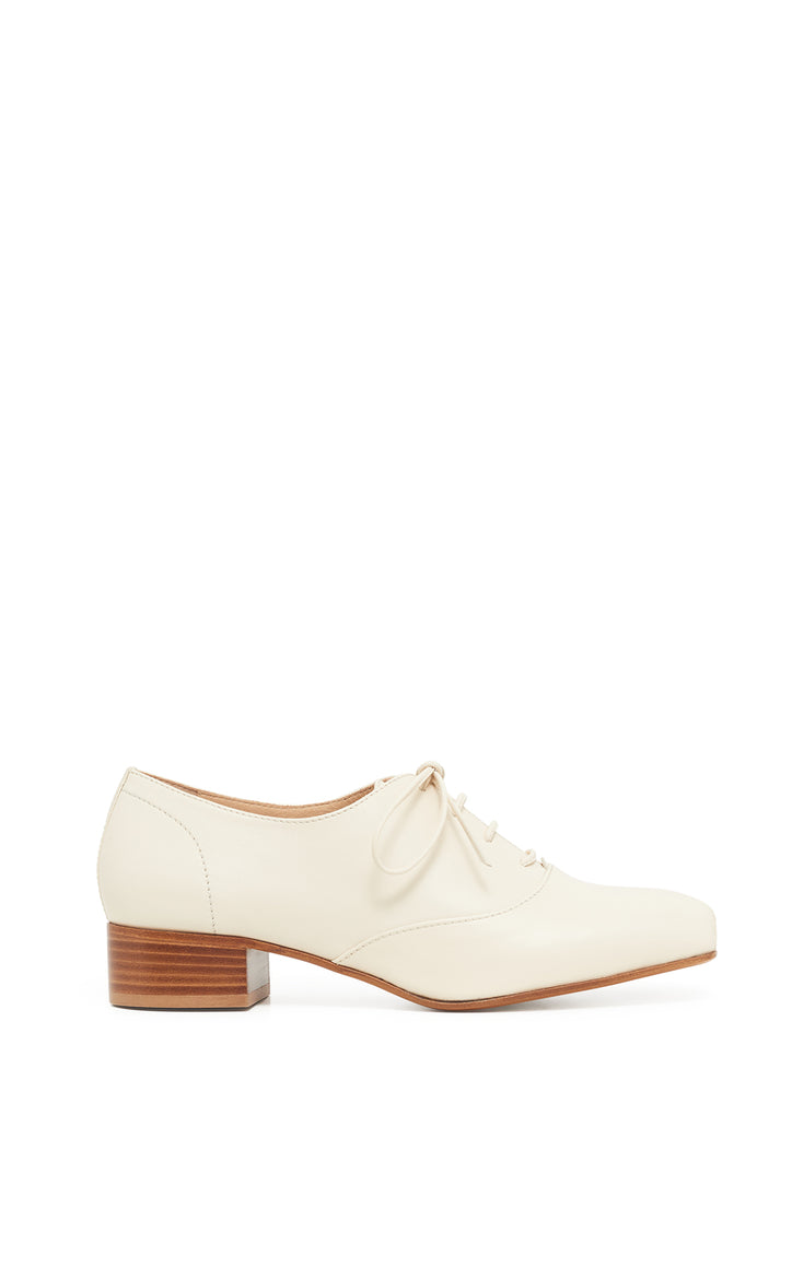 Clio Oxford Heel in Ivory Nappa Leather