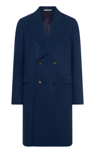 Electric Navy Speckled Cashmere McAffrey Double-Breasted Coat - Front Flat Lay | Gabriela Hearst