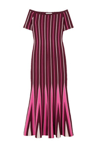 Medea Striped Knit Dress in Windsor Wine Wool