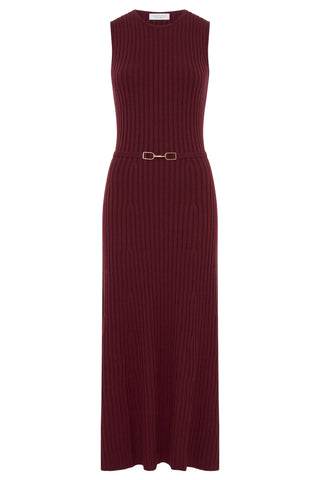 Meier Knit Midi Dress in Bordeaux Merino Wool Cashmere