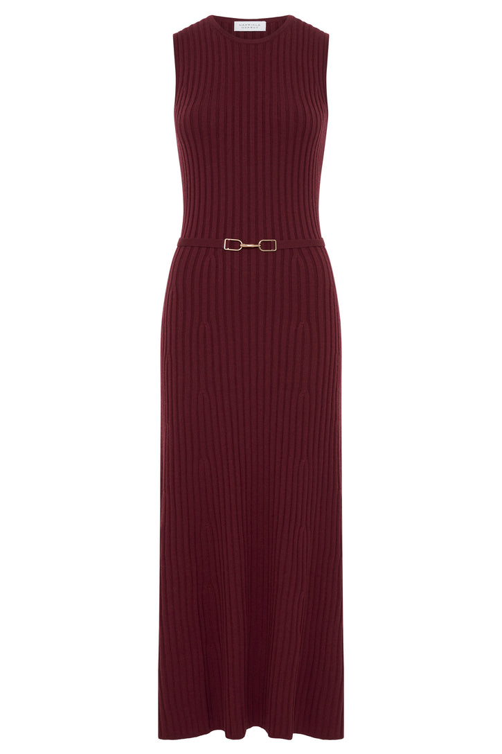 Meier Knit Midi Dress in Bordeaux Merino Wool Cashmere