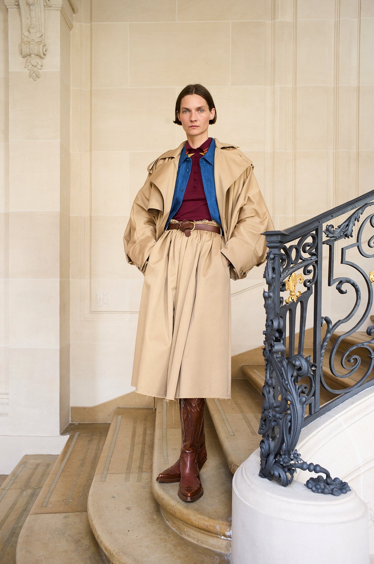 Hunt Oversized Trench Jacket in Camel Sea Island Cotton Twill