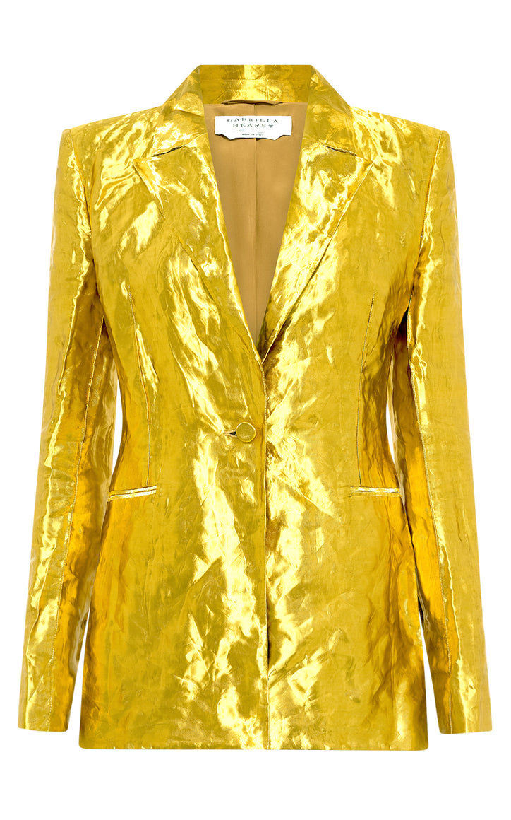 Mick Blazer in Gold Metallic Silk