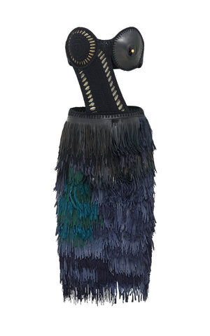 Matteo Dress in Navy Multi Fringe Embroidery