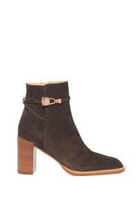 Nina Clasp Ankle Boot in Dark Chocolate Suede