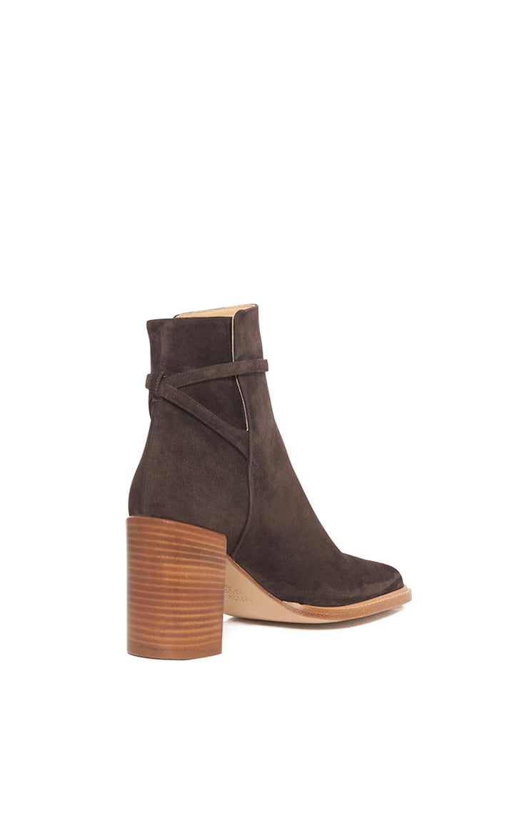 Nina Clasp Ankle Boot in Dark Chocolate Suede