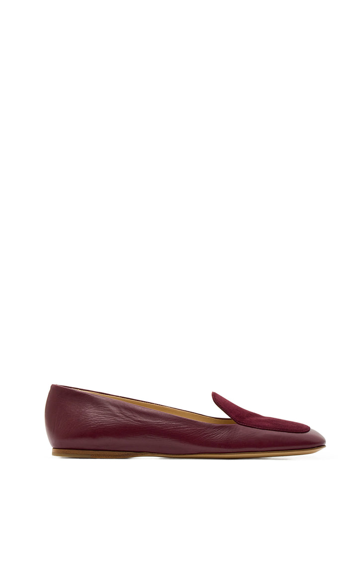Aveda Flat Loafer in Bordeaux Leather & Suede