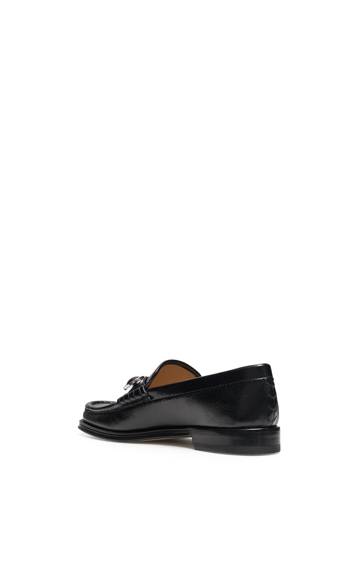 Melchora Stone Loafer in Black Leather