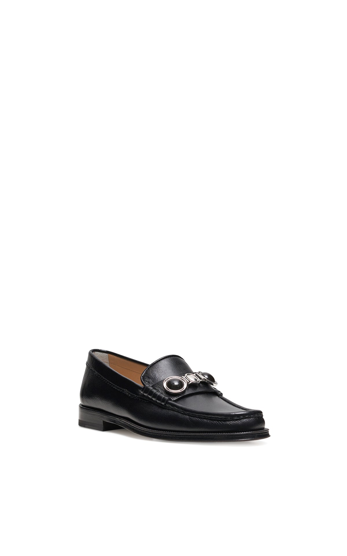 Melchora Stone Loafer in Black Leather