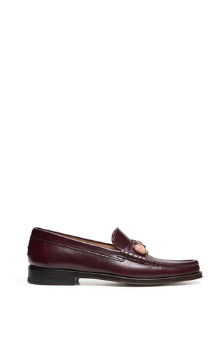 Bordeaux Leather Melchora Stone Loafer with Rose Gold Hardware - Side Profile | Gabriela Hearst