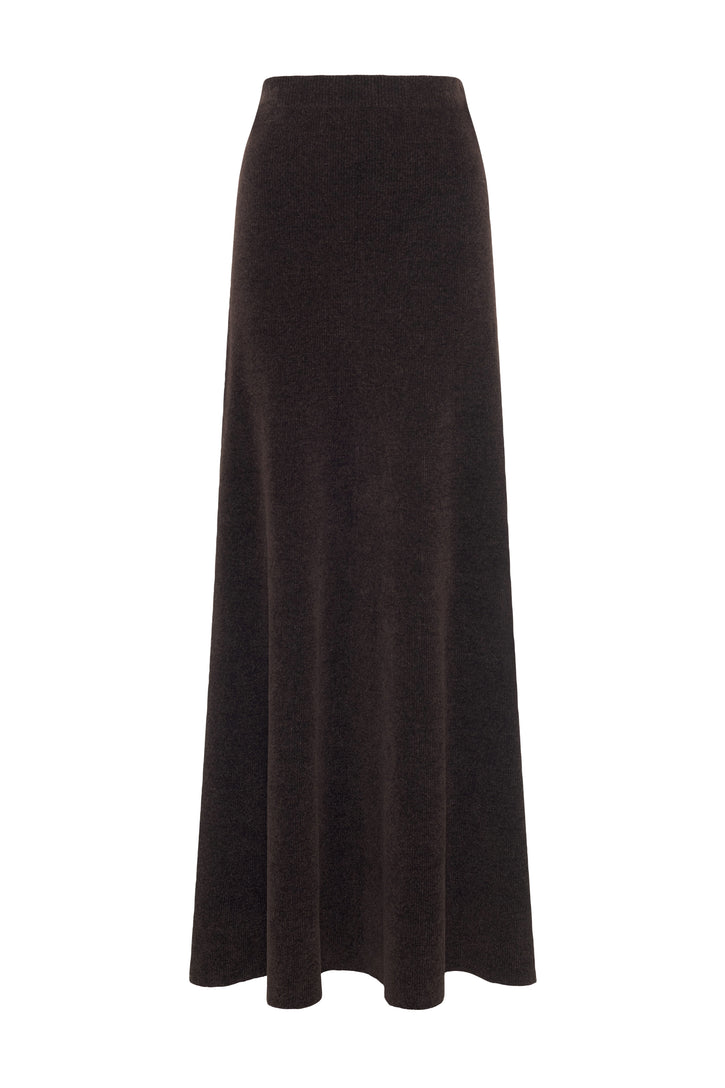Muir Knit Skirt in Chocolate Silk