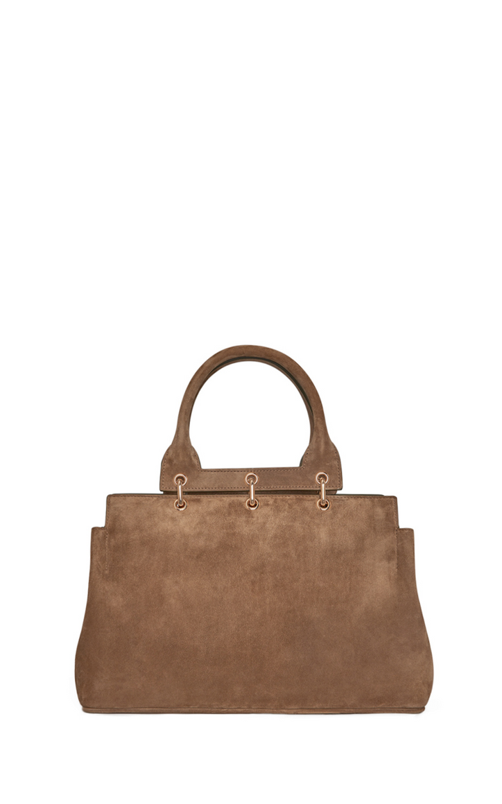 Large Amethyst Bag in Dark Sand Suede