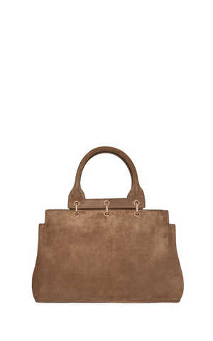Large Amethyst Bag in Dark Sand Suede