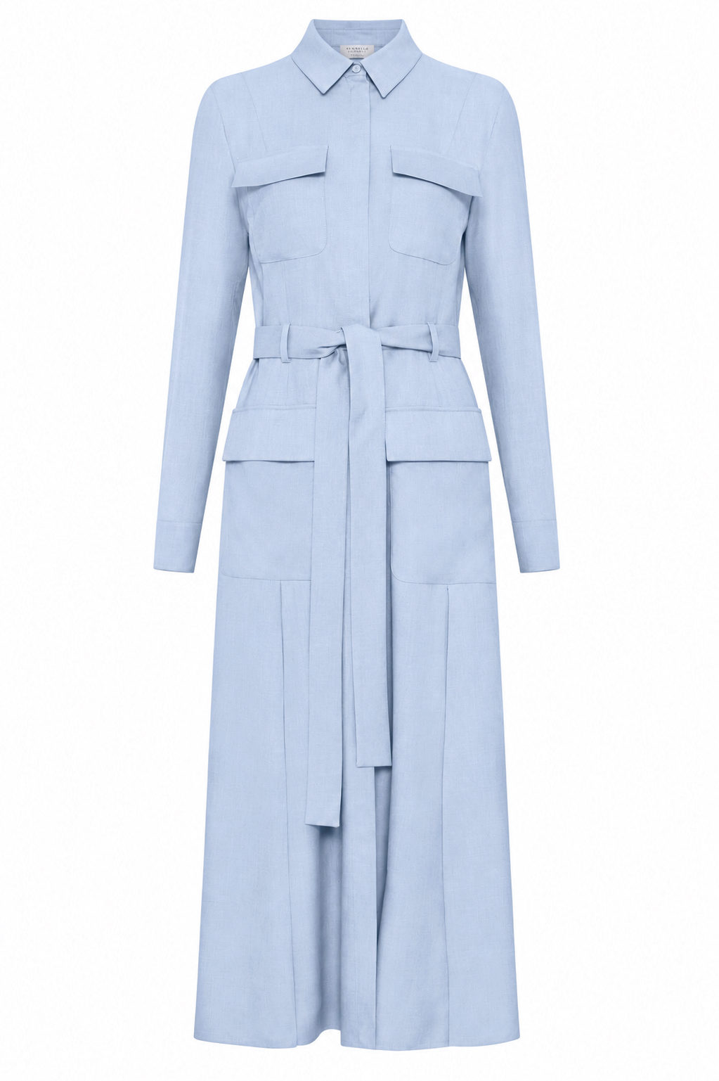 Meyer Shirtdress in Powder Blue Wool Cashmere Flannel