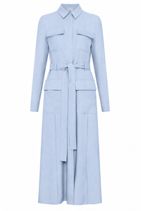 Meyer Shirtdress in Powder Blue Wool Cashmere Flannel