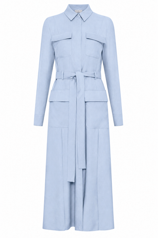 Meyer Shirtdress in Powder Blue Wool Cashmere Flannel