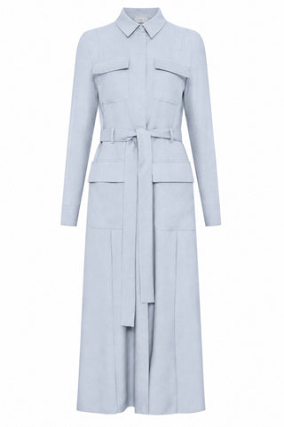 Meyer Shirtdress in Powder Blue Wool Cashmere Flannel