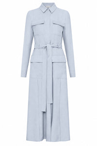 Meyer Shirtdress in Powder Blue Wool Cashmere Flannel