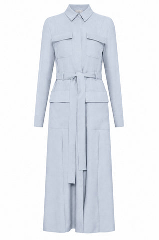 Meyer Shirtdress in Powder Blue Wool Cashmere Flannel