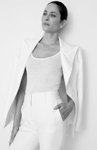 Rhein Flare Pant in Ivory Linen Twill