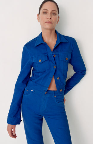 Ezra Bootcut Cropped Jean in Cobalt Recycled Cotton Denim