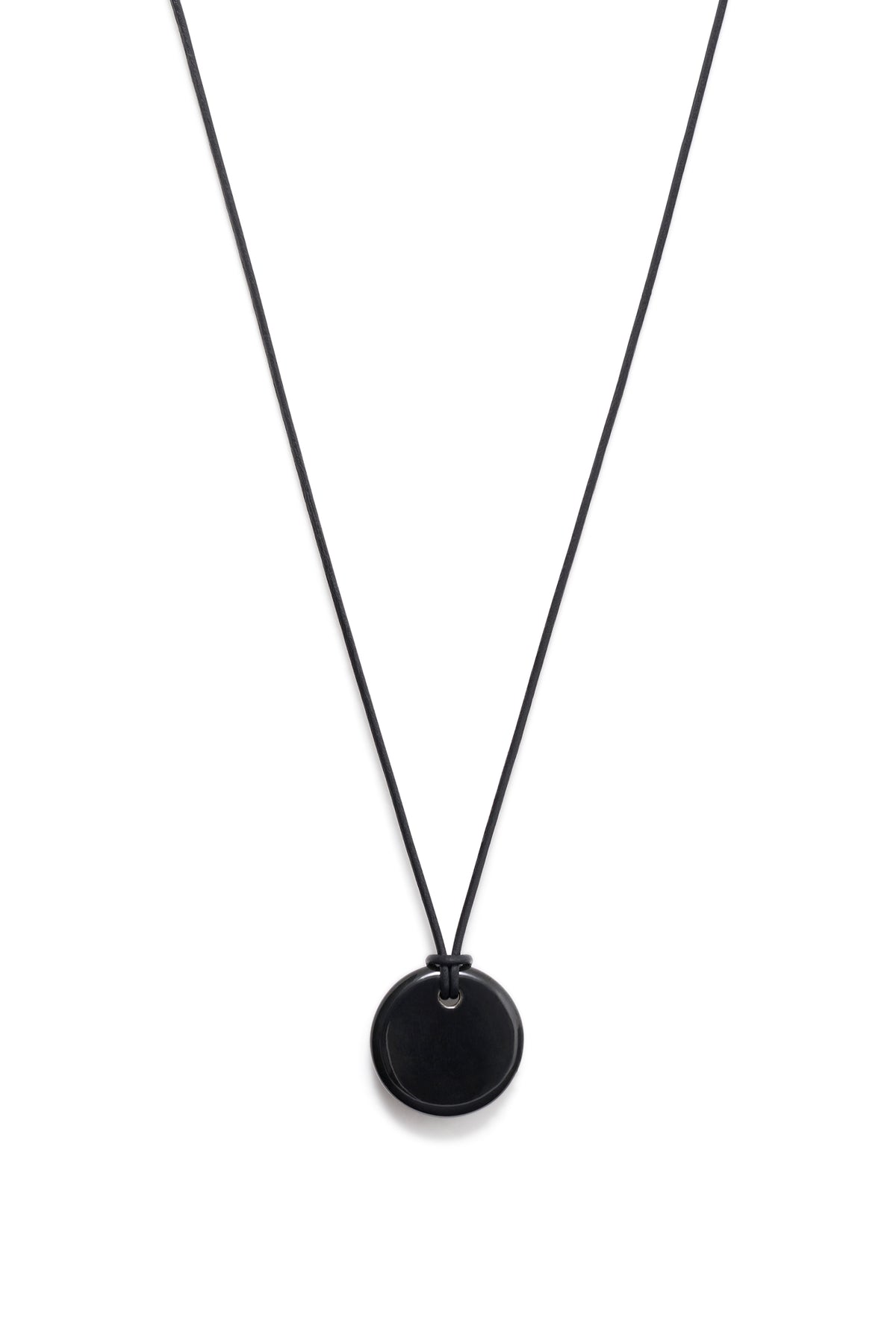 Disk Necklace in Black Ceramic