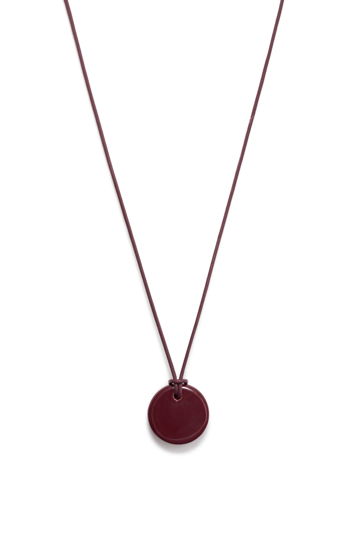 Disk Necklace in Bordeaux Ceramic
