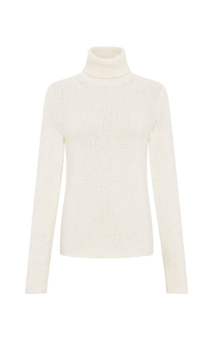 Nelle Knit Turtleneck in Ivory Cashmere