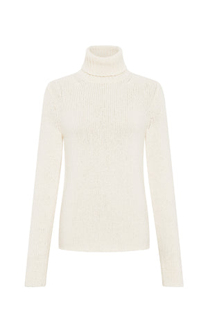 Nelle Knit Turtleneck in Ivory Cashmere