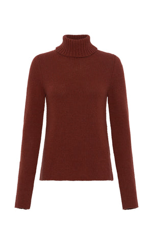 Nelle Knit Turtleneck in Burnt Sienna Cashmere
