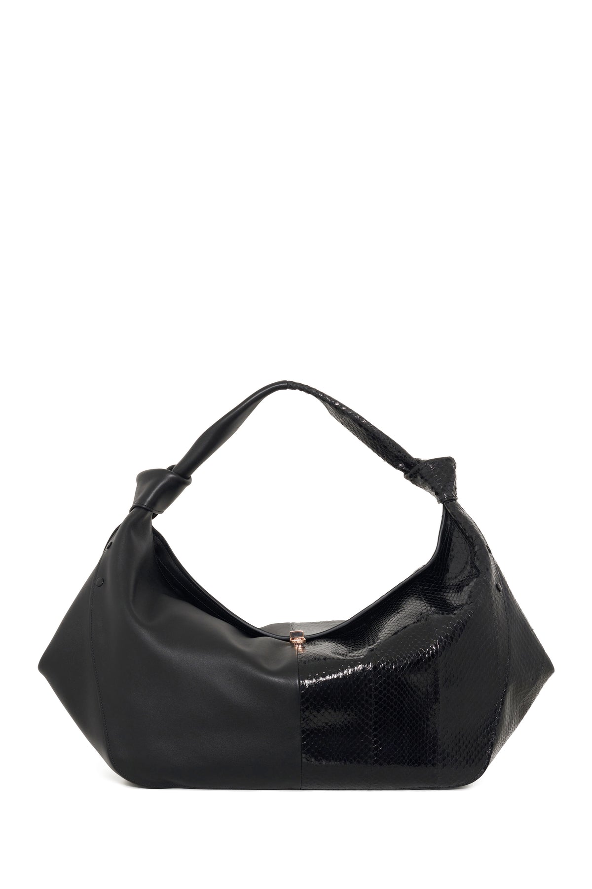 Large Antonia Shoulder Bag in Soft Nappa Leather and Snakeskin