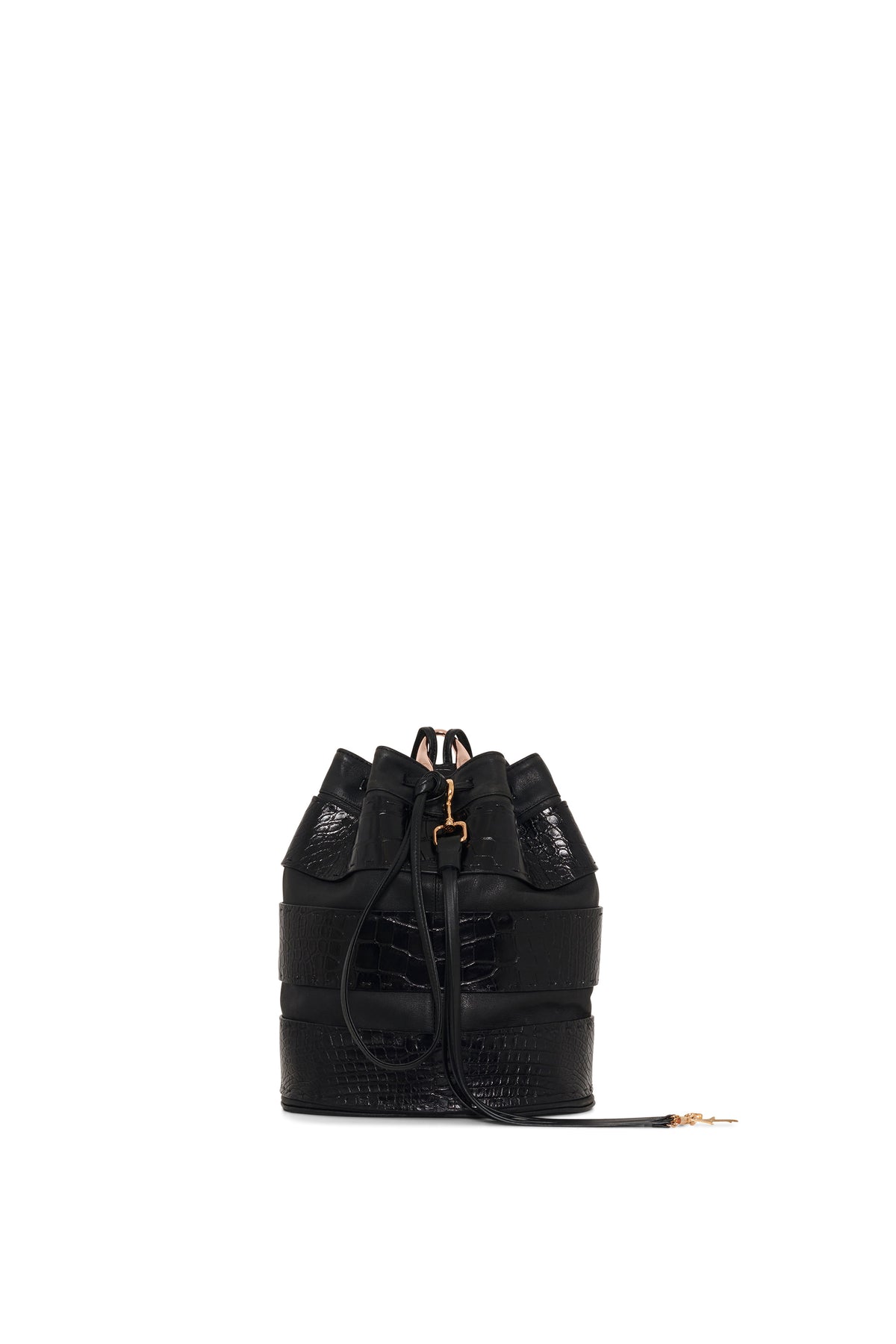 Vintage No.2 Bag in Black Nappa Leather with Crocodile Panels