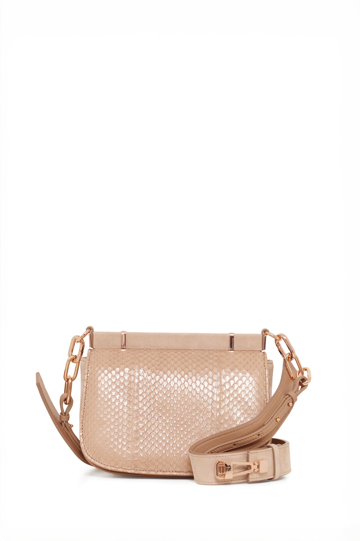 Small Dern Crossbody Bag in Nude Snakeskin & Suede