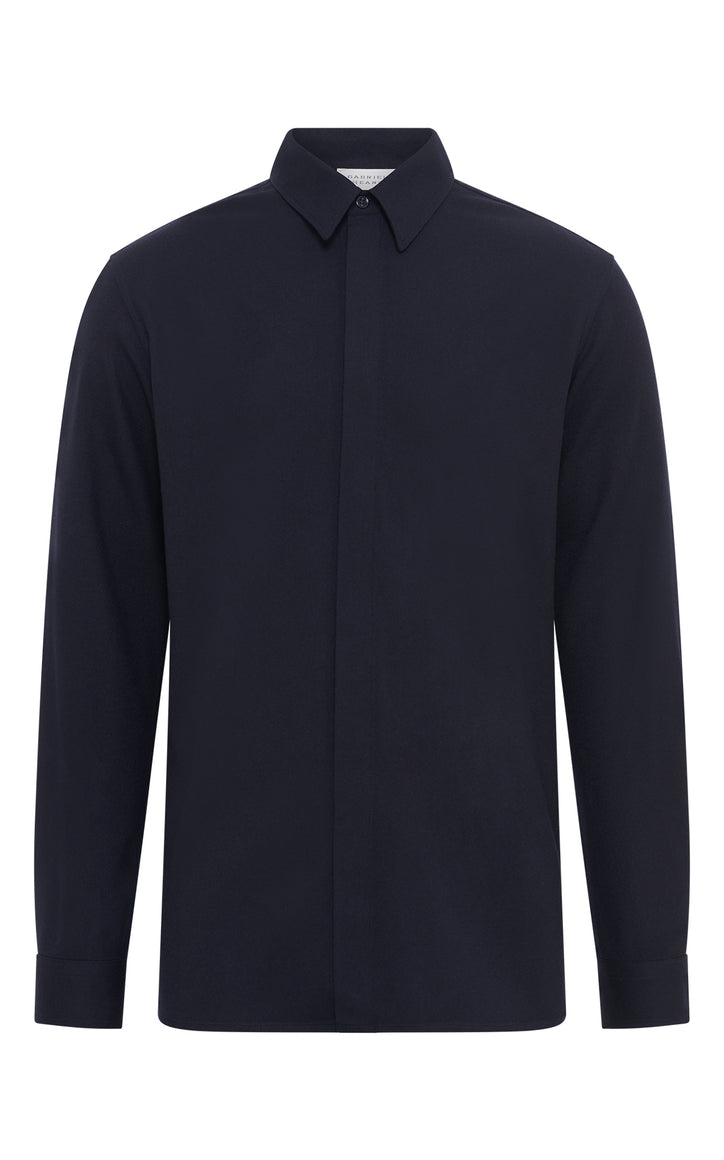 Nicolas Shirt in Dark Navy Virgin Wool
