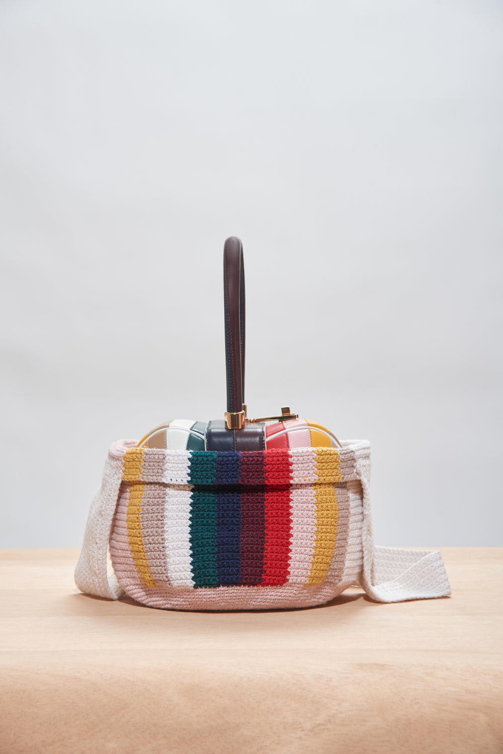 Crossover Knit Bag in Multi Cashmere