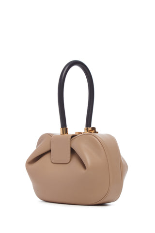 Nude Nappa Leather Nina Bag with Navy Handle - Side Angle | Gabriela Hearst