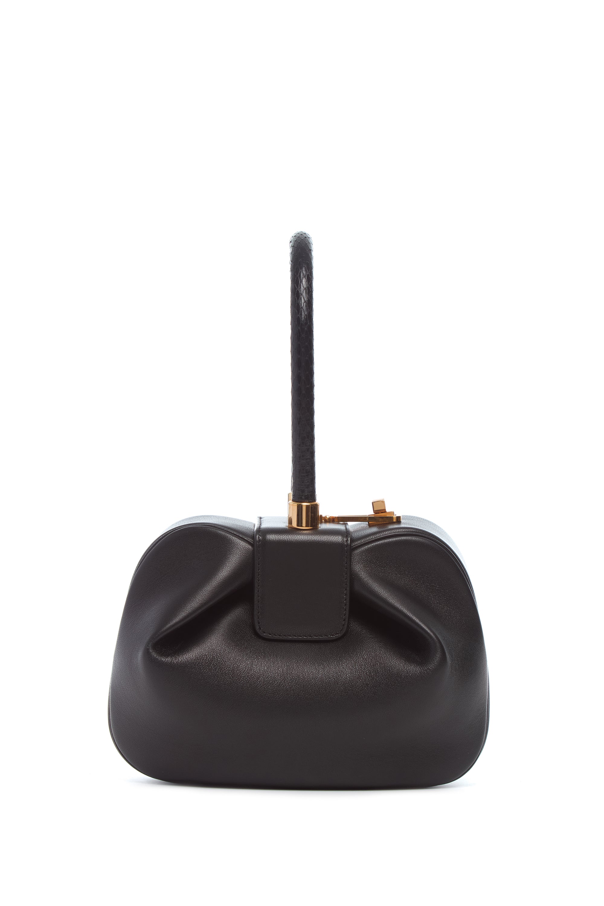 Nina Bag in Black Nappa Leather with Snakeskin Handle – Gabriela