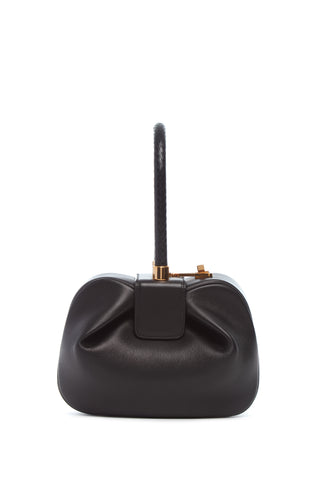 Black Nappa Leather Nina Bag with Snakeskin Handle - Back View | Gabriela Hearst