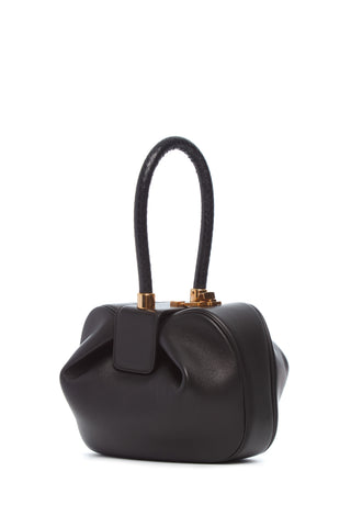 Black Nappa Leather Nina Bag with Snakeskin Handle - Side View | Gabriela Hearst