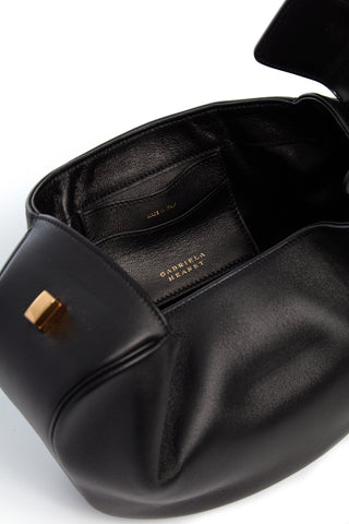 Black Nappa Leather Nina Bag Interior with Logo - Open View | Gabriela Hearst
