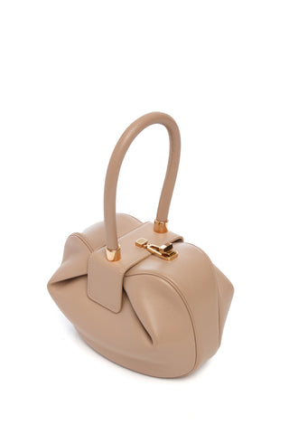 Nude Nappa Leather Nina Bag - Angled Top View with Rose Gold Hardware Detail | Gabriela Hearst