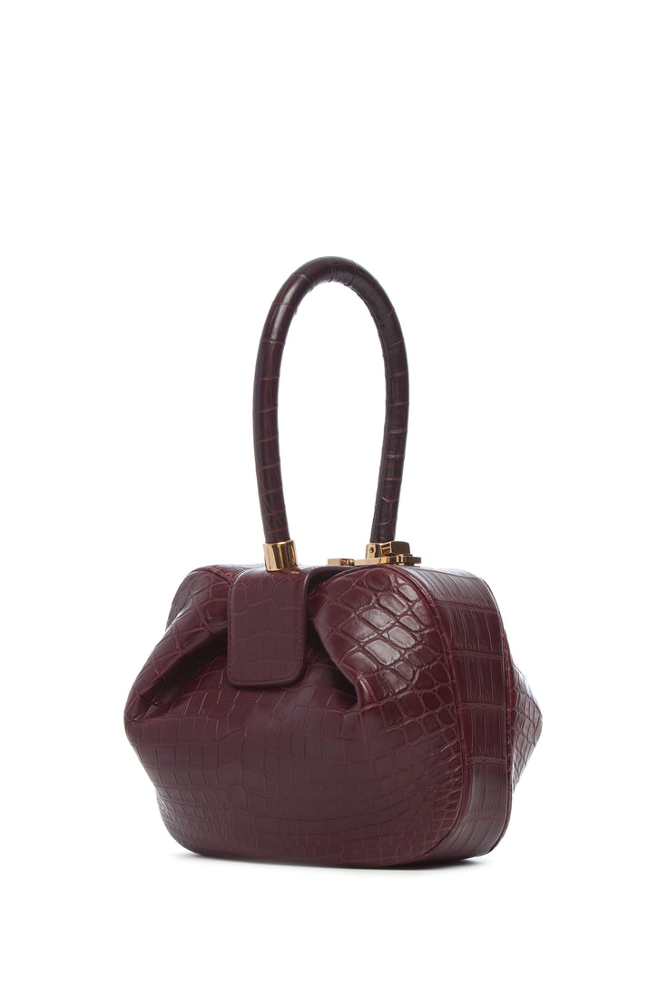 Nina Bag in Bordeaux Crocodile Leather