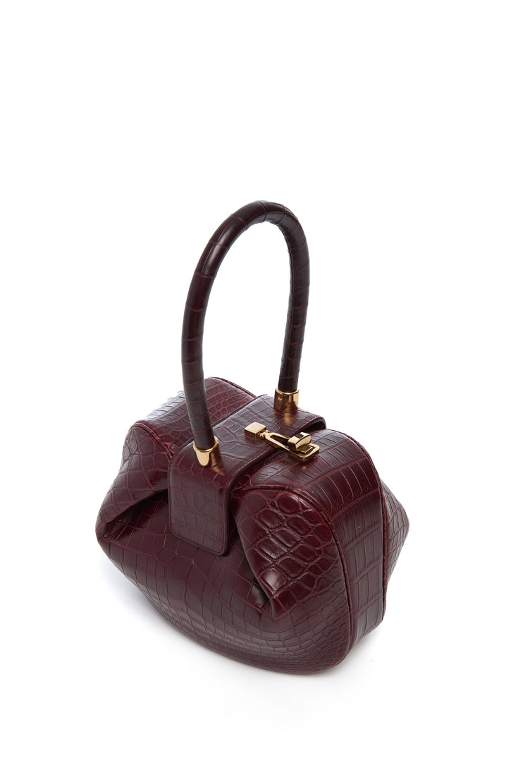 Nina Bag in Bordeaux Crocodile Leather